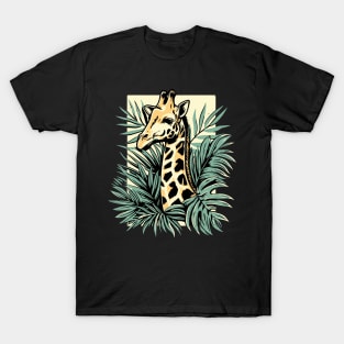 Giraffe between leaves T-Shirt